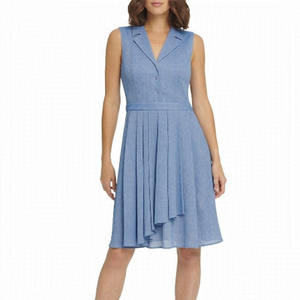 Dkny Sleeveless Collared Buttoned 100% Cotton Summer Dress